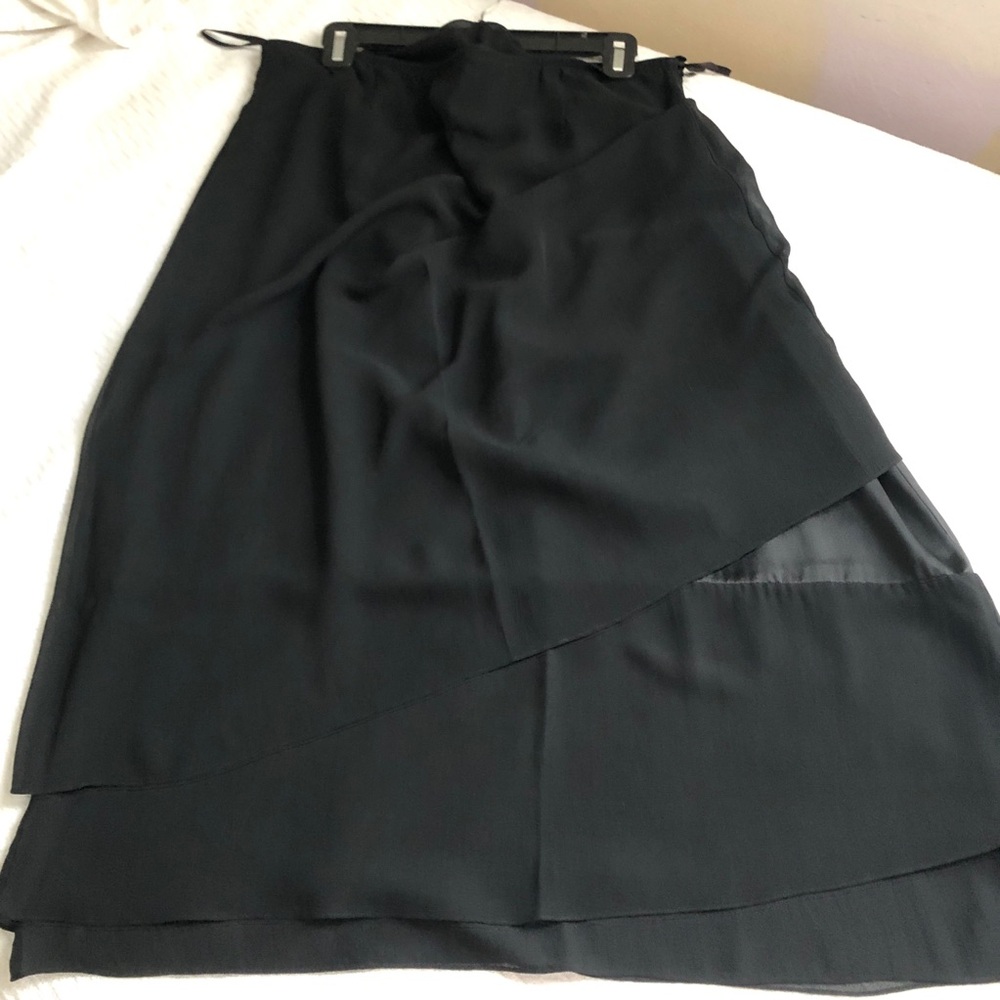 Eileen Fisher Silk Skirt Layered Georgette Crepe A Line Midi Long L fit XL - XXL